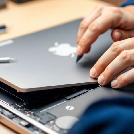 Technician repairing a MacBook Pro in Clacton.