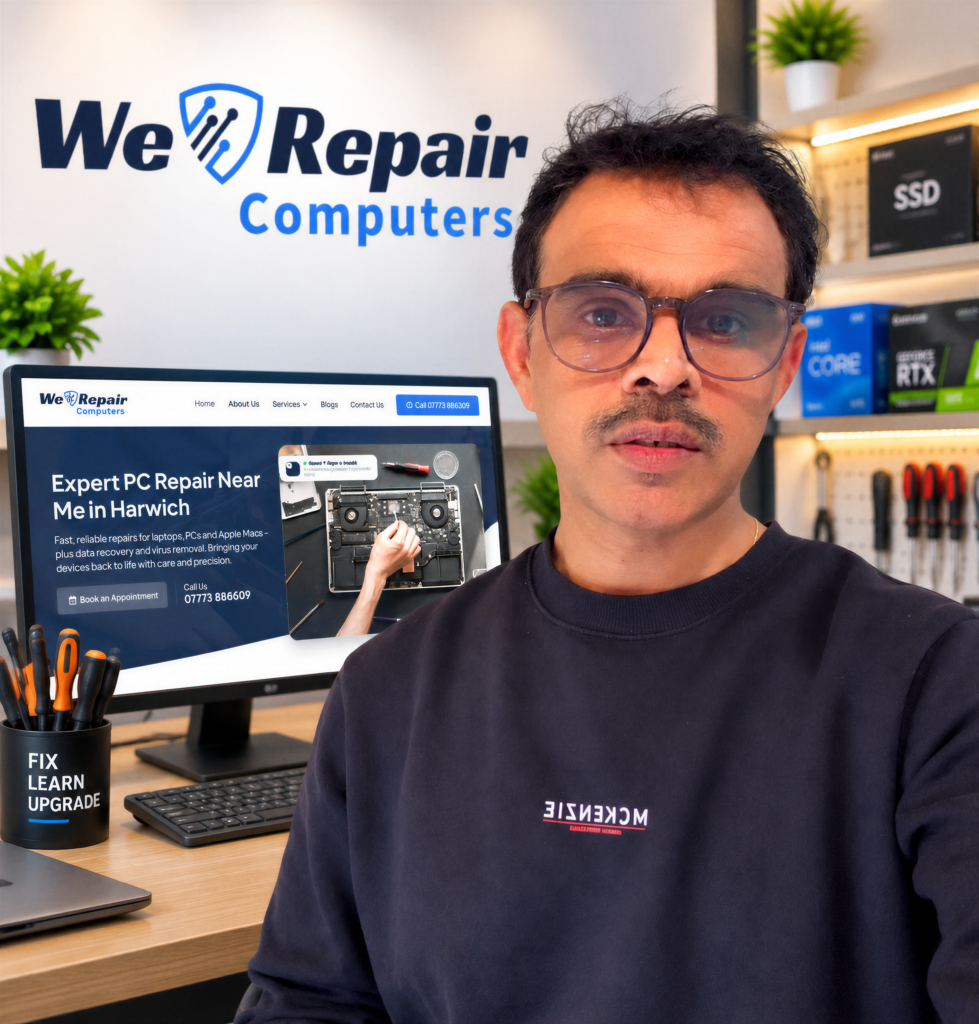Apple Mac Repair Harwich | Fast &Amp; Reliable Macbook Repairs. 1 Nimesh, owner of We Repair Computers in Harwich, at the repair workshop